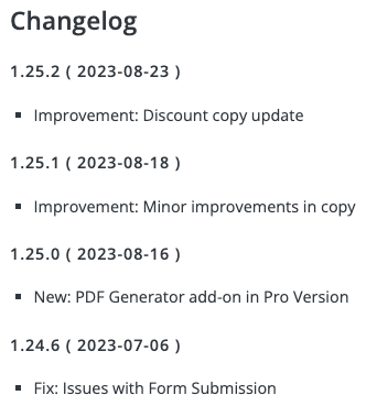 forminator plugin changelog 