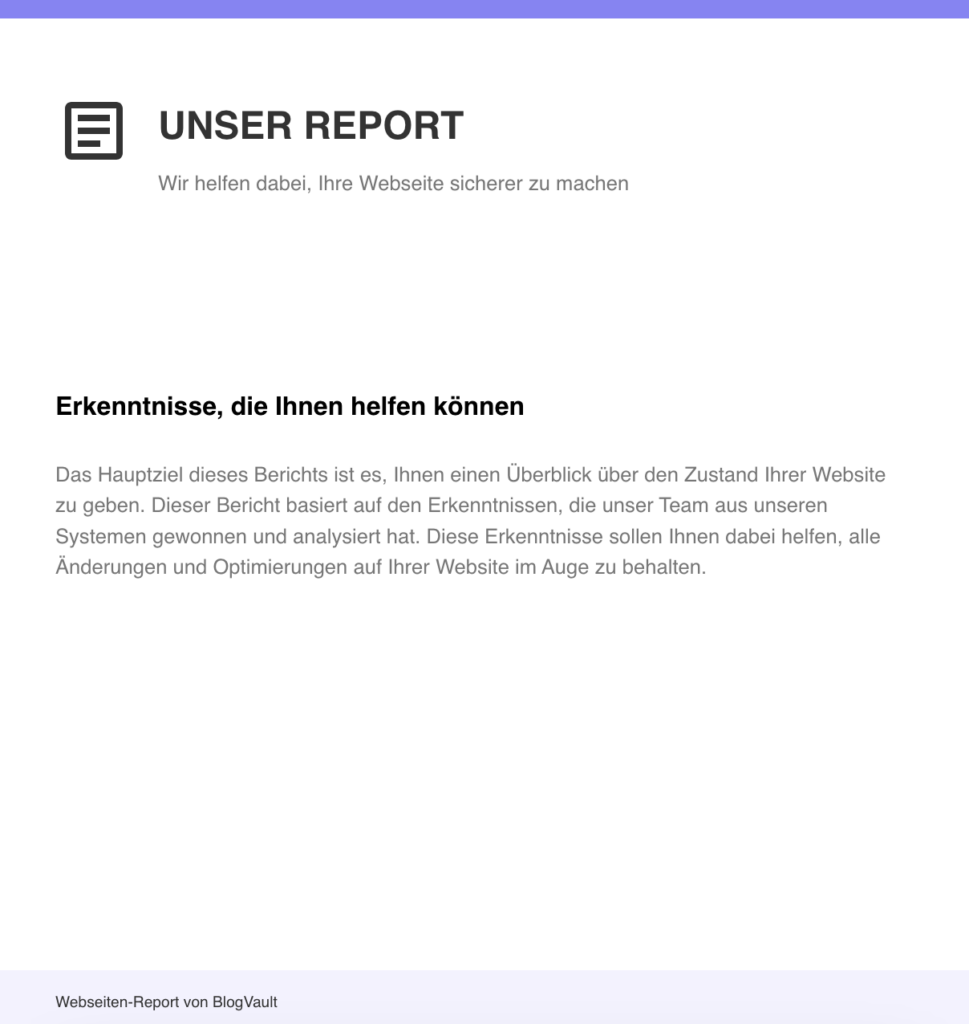 Introduction section data page preview in German in client reports